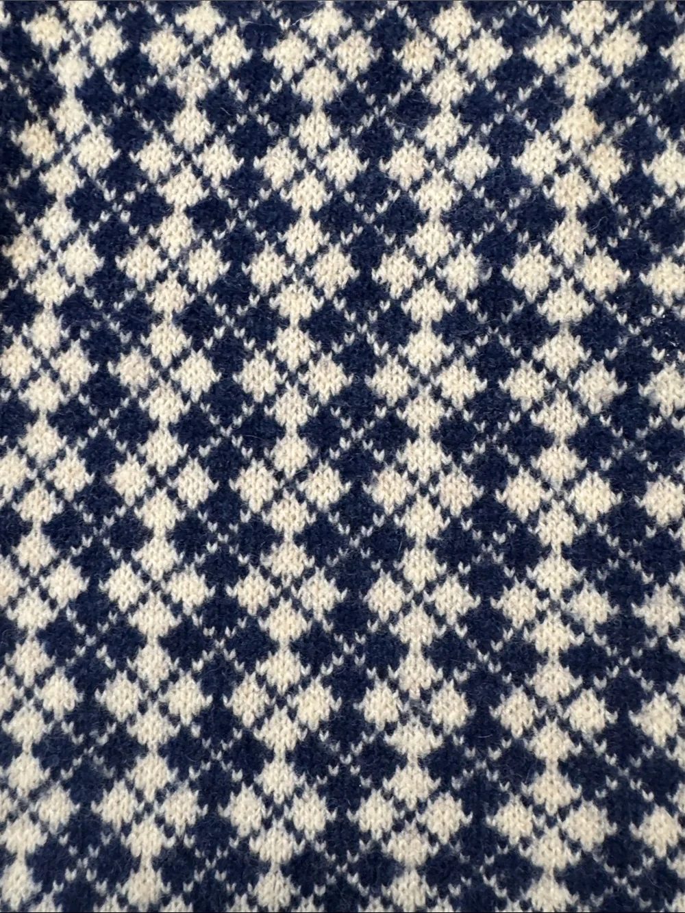 J. CREW Oarsmen Tag Men's Navy Cream Argyle Patterned Knit Sweater Vest Wool?